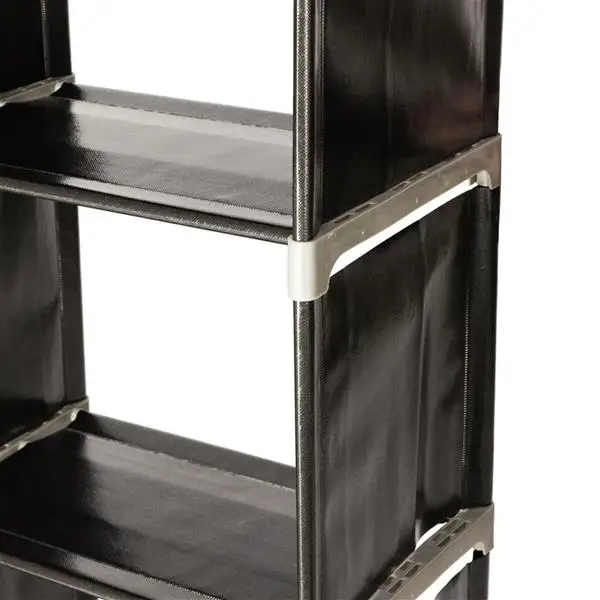 Multifunctional Assembled 3 Tiers 6 Compartments Storage Shelf Black view 5