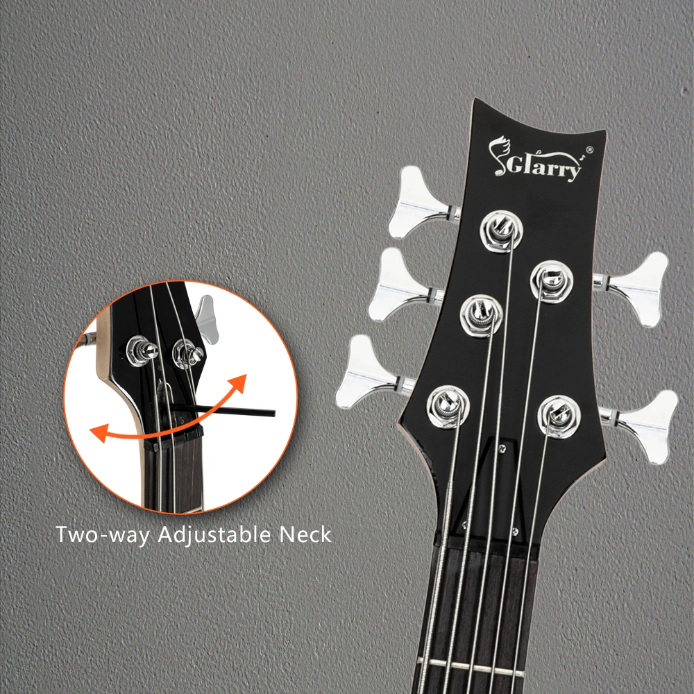 GIB 5-String Full-Size Electric Bass Guitar SS Pickups Amp Kit Sunset Color for Experienced Players view 22