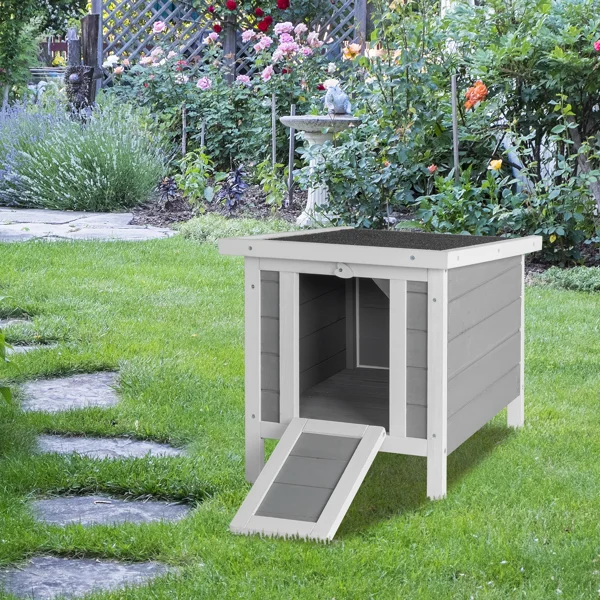 20" Wooden Waterproof Rabbit Hutch Pet Bunny Small Animal House Habitat Gray