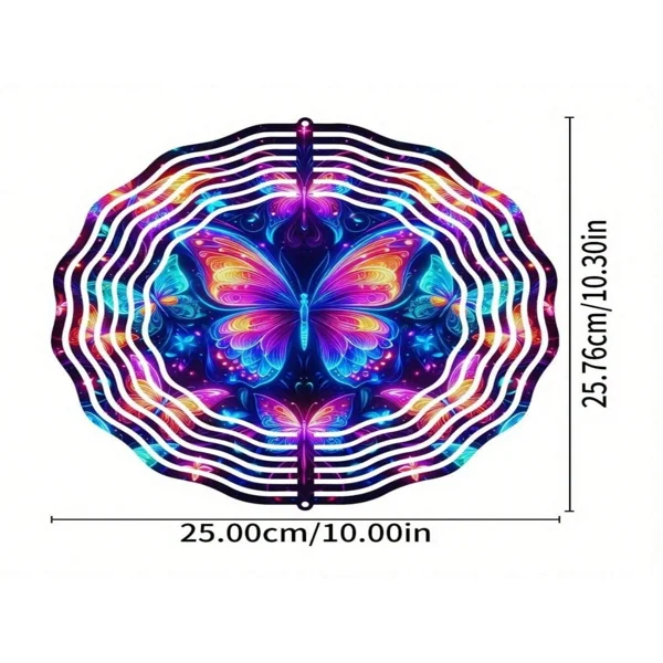 CIFbuy 3D Metal Blue Butterfly Wind Spinner: Yard and Garden Decoration, 25.4cm Kinetic Outdoor Spinner, Spinfinity Wind Sculpture, No Feather, Classic Style(TikTok/temu self-pickup orders) view 2