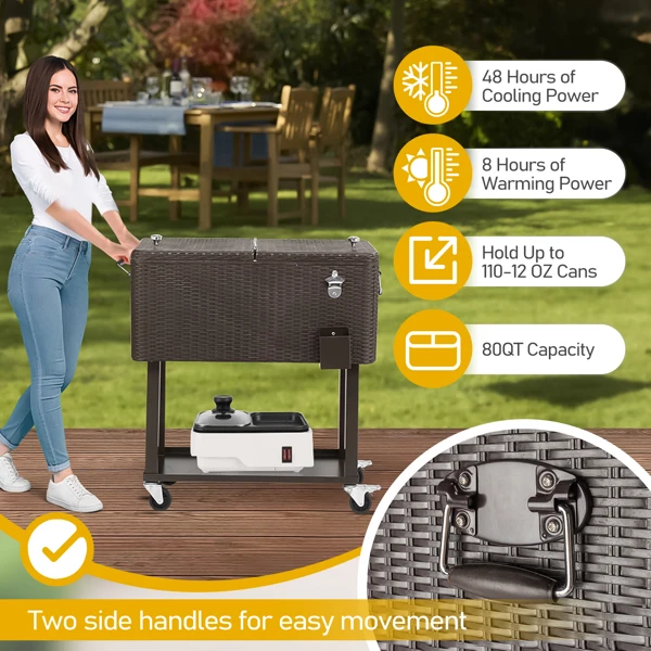 [Same Code:16526367]80QT Rattan Square Legs Cooler with Shelf view 5