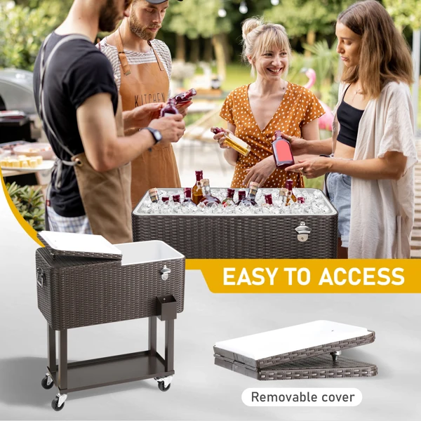 [Same Code:16526367]80QT Rattan Square Legs Cooler with Shelf view 6