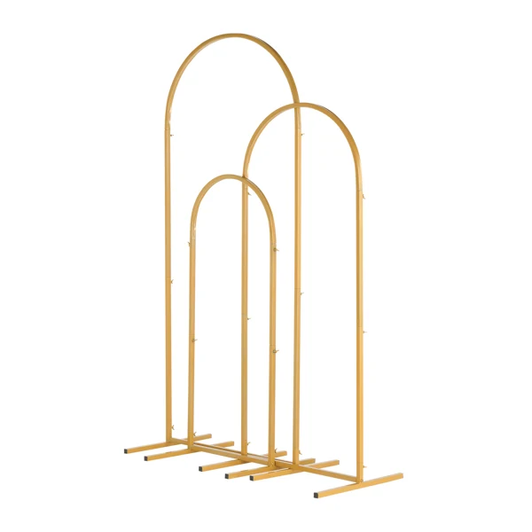 (5.9ft+4.9ft+3.9ft) Three-Piece Set Wedding Arc Top Iron Art Wedding Iron Arch Gold view 4