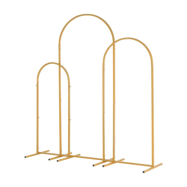 (5.9ft+4.9ft+3.9ft) Three-Piece Set Wedding Arc Top Iron Art Wedding Iron Arch Gold view 6