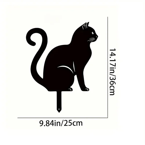 CIFbuy 1pc Rusty Cute Cat Home Garden Stake Decoration - Cute Cat Garden Decor, Silhouette Animal Outdoor Statue for Cat Yard, Garden and Lawn view 3