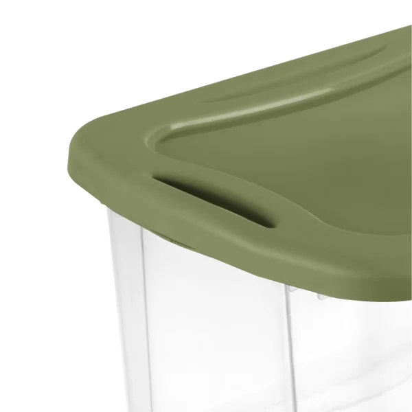 (2 pack)40 Quart Medium Storage Bin, Clear Plastic Storage Container with Full-Grip Handles, Green(Shipment from Walmart) view 3