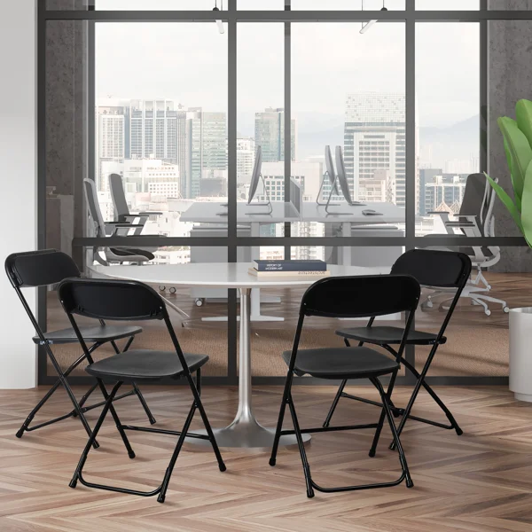 6pcs Injection Molding Classic Garden Plastic Folding Chair Black view 6
