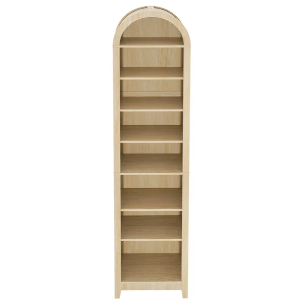 8-Tier Arched Dome Display Rack Particleboard Melamine-Faced Bookshelf 15.75*11.81*70in Oak view 2