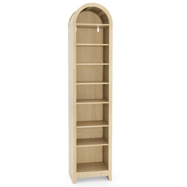 8-Tier Arched Dome Display Rack Particleboard Melamine-Faced Bookshelf 15.75*11.81*70in Oak view 3