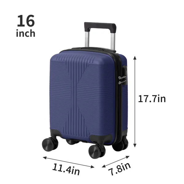 Non-TSA customs lock 4-in-1 PP trolley case, 16in, 20in, 24in, 28in PP, navy blue view 3
