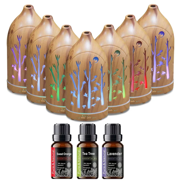 Aromatherapy Diffuser with 7 LED Colors, Auto Shut Off & 3 Essential Oils view 2