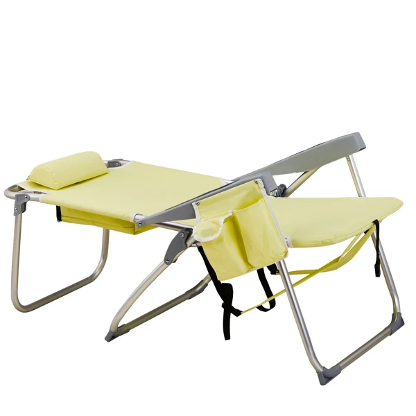 63*70*99cm Heightened Oxford Cloth Silver White Aluminum Tube Bearing 100kg Beach Chair Yellow view 5
