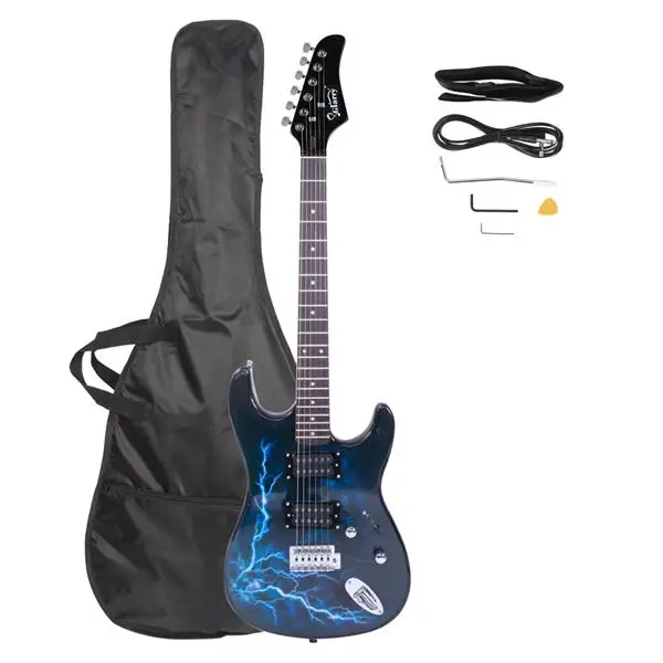 [Do Not Sell on Amazon] Electric Guitar GST-E Double Pickup Bag Strap Paddle Rocker Cable Wrench Tool Black view 2