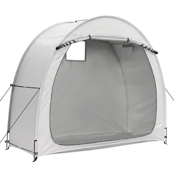 6.8x2.6FT Light Gray Arc Bicycle Storage Shed, 210D PU Silver Coated Oxford Cloth Bike Storage Tent with Fiberglass Frame view 3