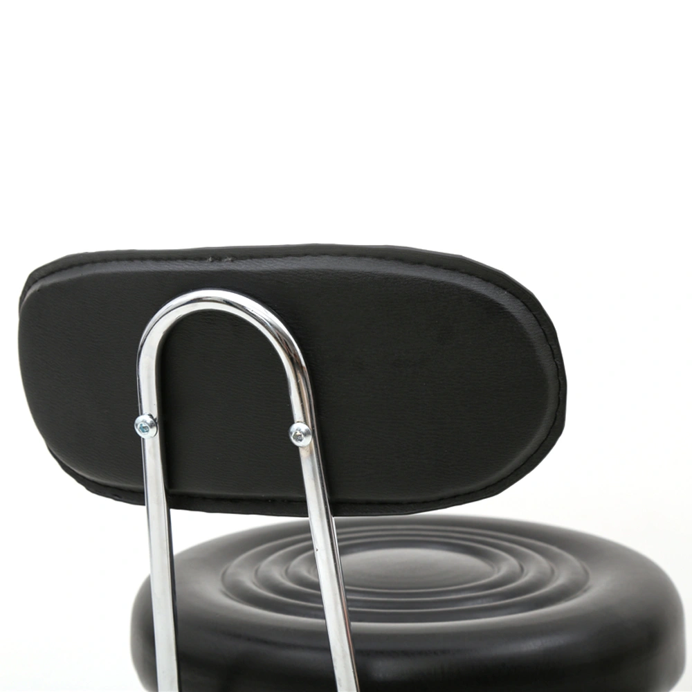 Adjustable Round Salon Stool with Backrest - Line Design, Black Professional Chair view 11