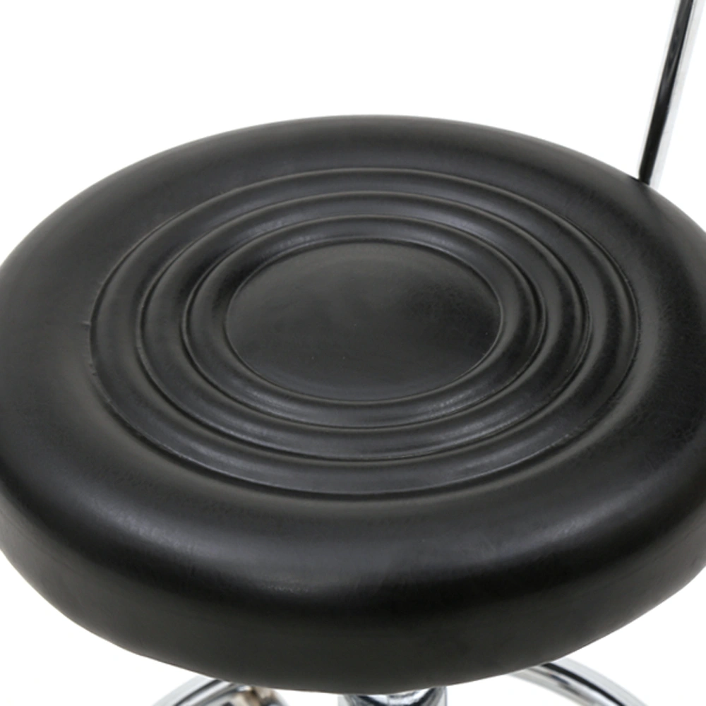 Adjustable Round Salon Stool with Backrest - Line Design, Black Professional Chair view 6