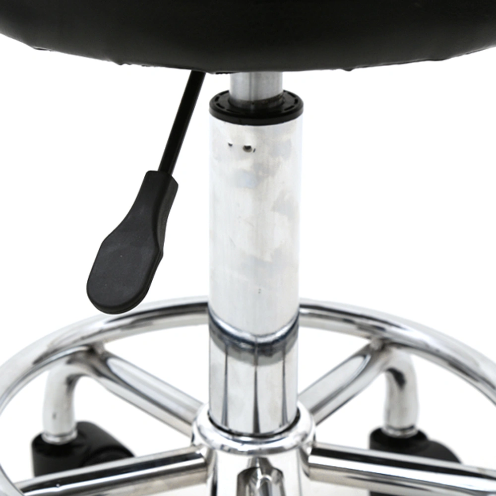 Adjustable Round Salon Stool with Backrest - Line Design, Black Professional Chair view 7