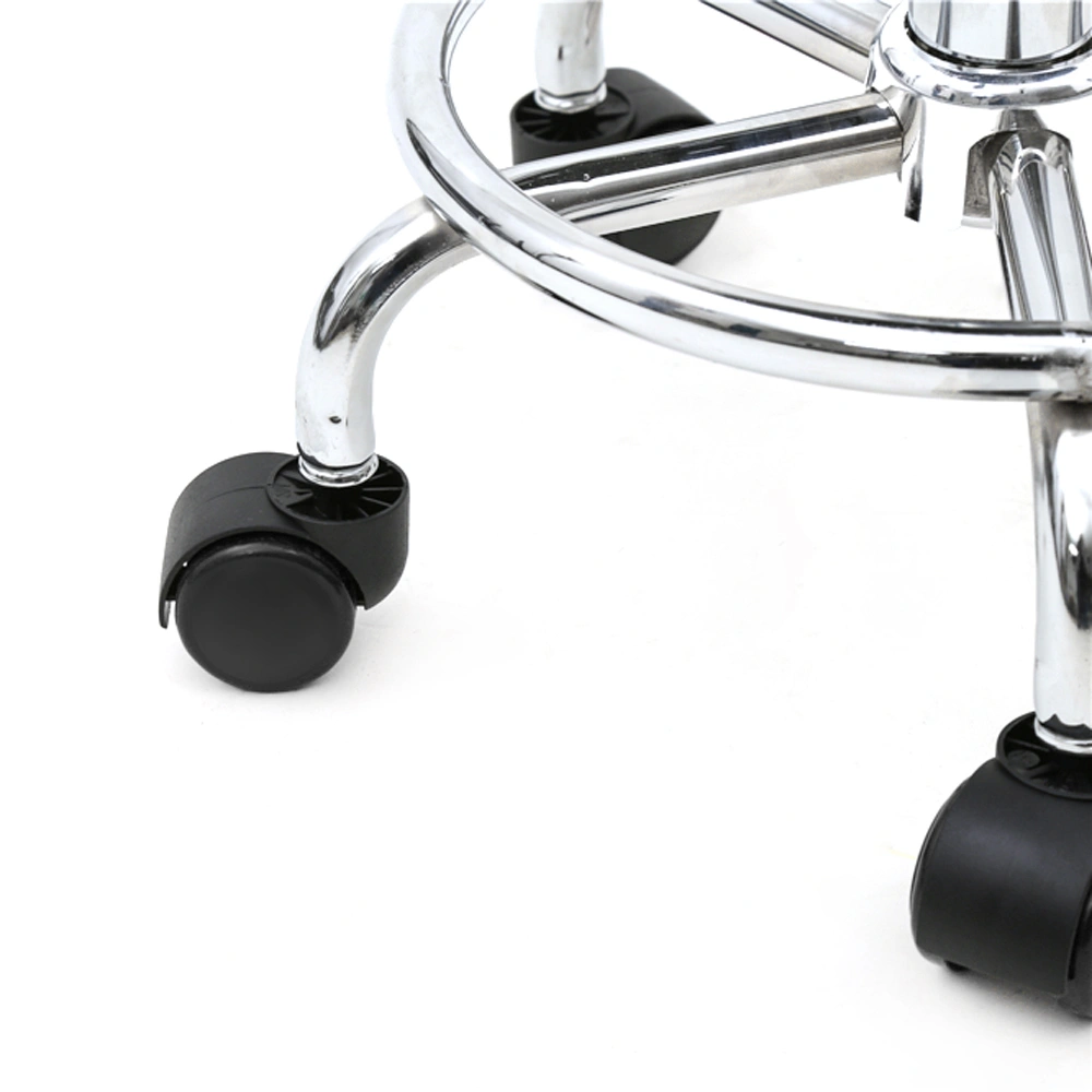 Adjustable Round Salon Stool with Backrest - Line Design, Black Professional Chair view 8