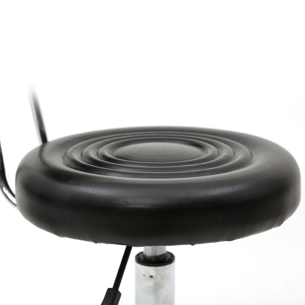 Adjustable Round Salon Stool with Backrest - Line Design, Black Professional Chair view 9