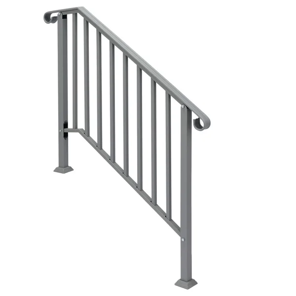 Silver Outdoor 3-Step Iron Handrail