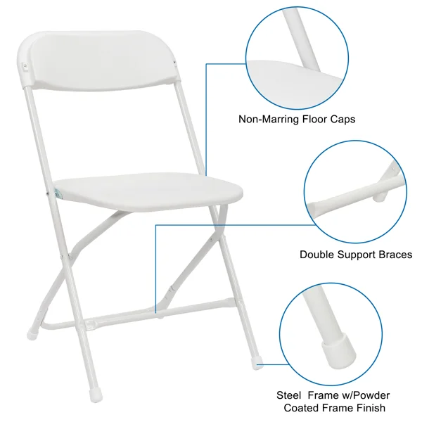 4pcs Injection Molding Classic Garden Plastic Folding Chair White view 3