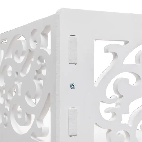 Wood-plastic Board Four Tiers Carved Shoe Rack White B view 3