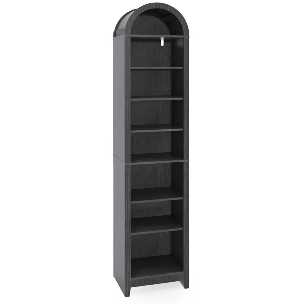 8-Tier Arched Dome Display Rack Particleboard Melamine-Faced Bookshelf 15.75*11.81*70in Black view 3