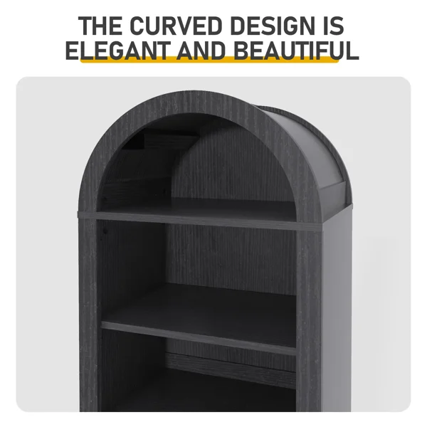 8-Tier Arched Dome Display Rack Particleboard Melamine-Faced Bookshelf 15.75*11.81*70in Black view 6