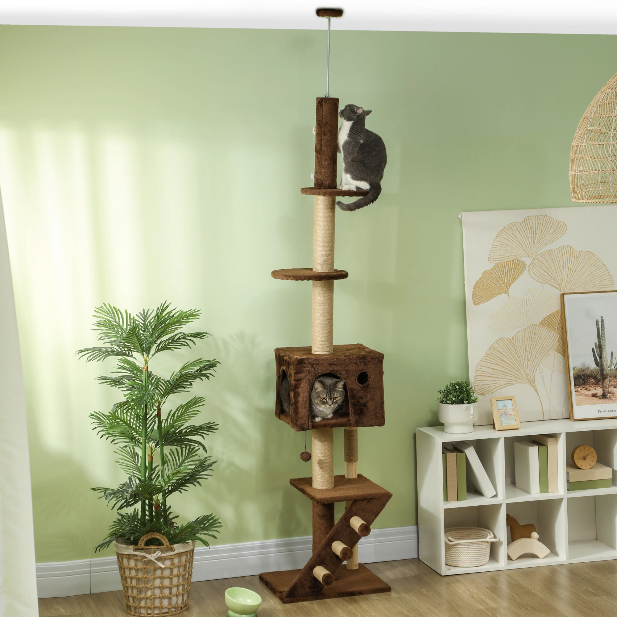 Multi-Level Cat Tree Tower Condo with Sisal Scratching Post & Cozy Bed House