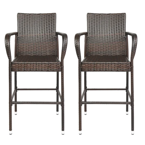 2pcs High Bar Chair Brown Gradient view 2