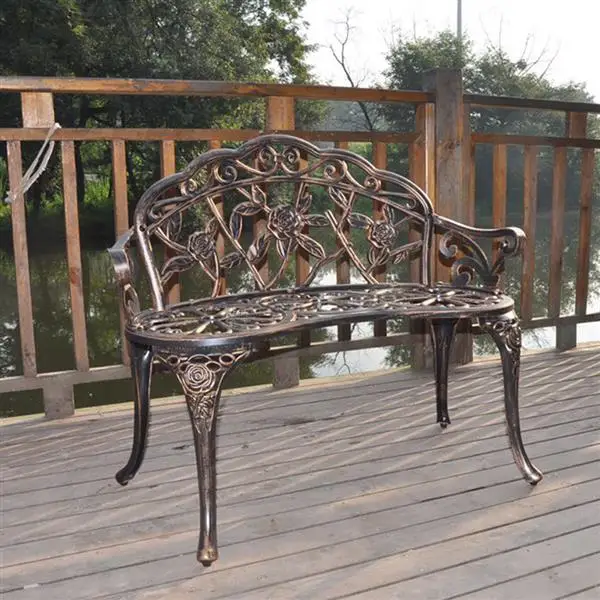 38.5" Cast Aluminum Outdoor Courtyard Decoration Park Leisure Rose Chair view 6
