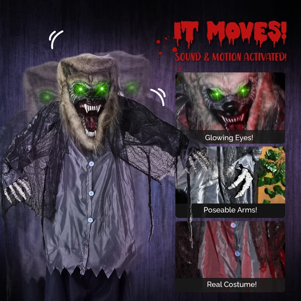 6.9ft Werewolf Outdoor Halloween Decorations view 2