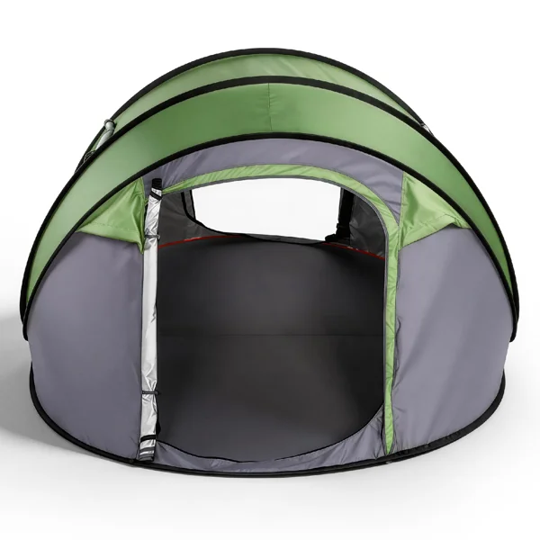 4 Person Pop Up Tent for Camping, Waterproof Instant Family Tent with Front Awning, Automatic Tent Throw Pop Up Instant Flip Pop Tent for Camping, Green view 2