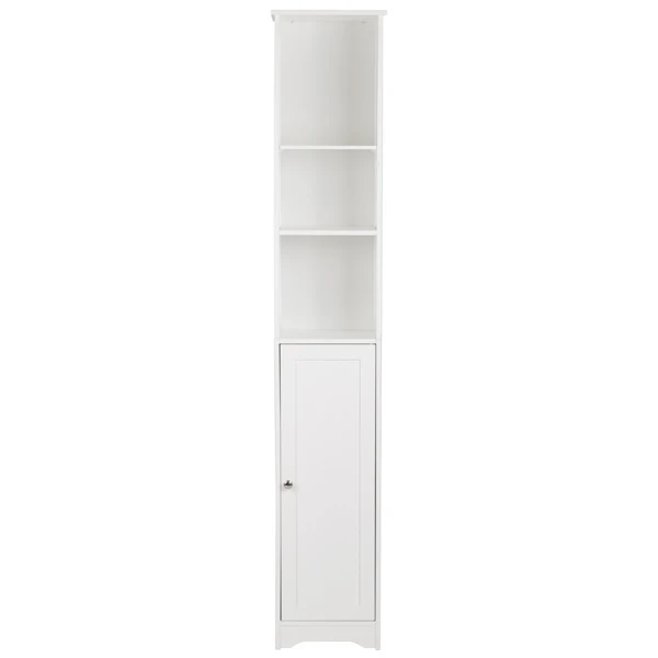 One Door & Three Layers Bathroom Cabinet White view 2
