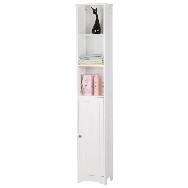 One Door & Three Layers Bathroom Cabinet White view 4