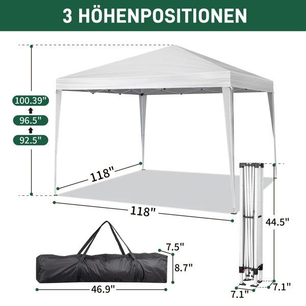 3 x 3m Two Doors & Two Windows Practical Waterproof Right-Angle Folding Tent White view 2
