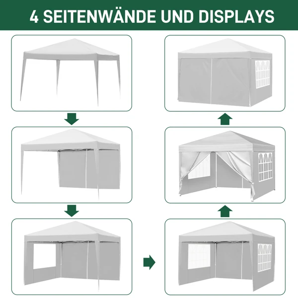 3 x 3m Two Doors & Two Windows Practical Waterproof Right-Angle Folding Tent White view 4