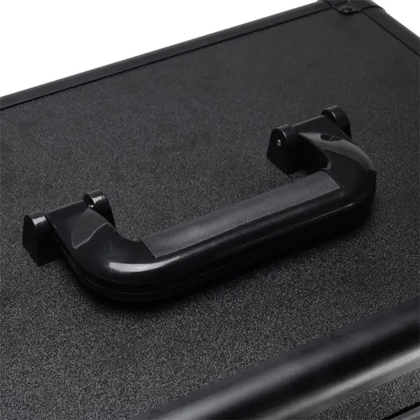 4-in-1 Draw-bar Style Interchangeable Aluminum Rolling Makeup Case-BLACK view 3