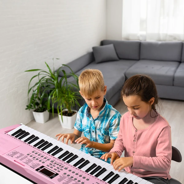 GEP-110 61 Key Keyboard with Piano Stand, Piano Bench, Built In Speakers, Headphone, Microphone, Music Rest, LED Screen, 3 Teaching Modes for Beginners view 6