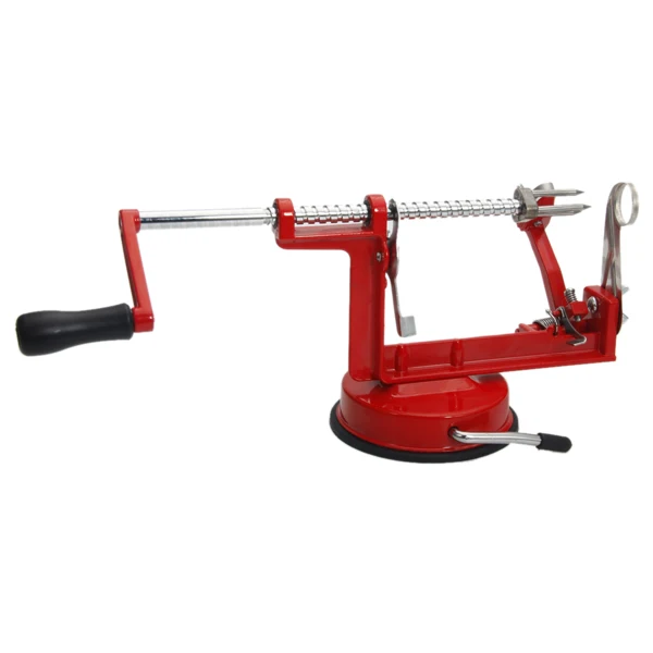 3-in-1 Stainless Steel Hand-cranking Apple Peeler Slicer Peeler Red view 3