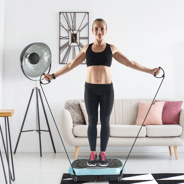 Vibration Exercise Machine With Resistant Bands Remote Control Whole Body Vibration Platform Workout Equipment Home Fitness Training Equipment For Weight Loss Fat Burner view 2