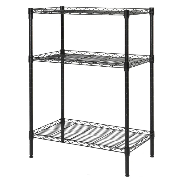 Concise 3 Layers Carbon Steel & PP Storage Rack Black view 3