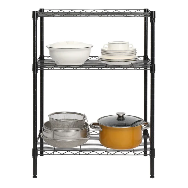 Concise 3 Layers Carbon Steel & PP Storage Rack Black view 5