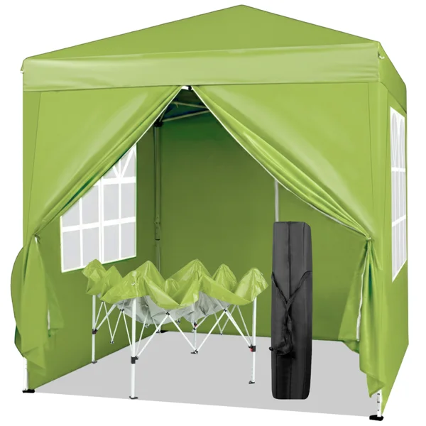 6.5X6.5FT Two Doors & Two Windows Practical Waterproof Right-Angle Folding Tent Greenish-Gray view 3