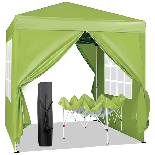 6.5X6.5FT Two Doors & Two Windows Practical Waterproof Right-Angle Folding Tent Greenish-Gray view 4
