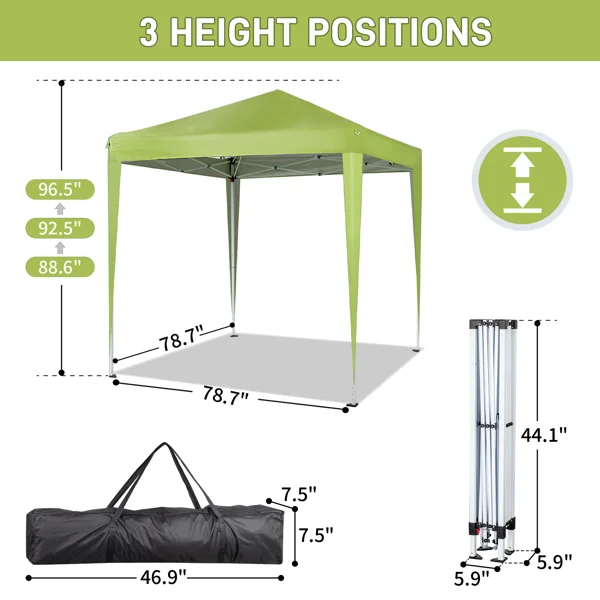 6.5X6.5FT Two Doors & Two Windows Practical Waterproof Right-Angle Folding Tent Greenish-Gray view 6