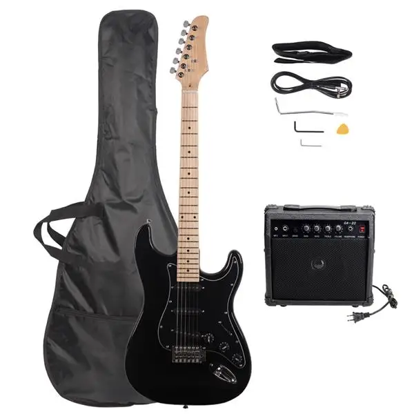 ST Stylish Electric Guitar with Black Pickguard Black view 2