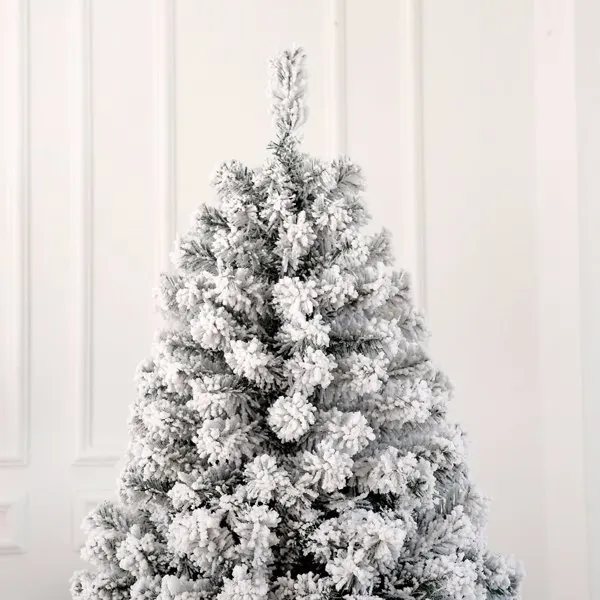 7 FT Pre-lit Snow Flocked Christmas Tree, Artificial Hinged Xmas Pine Tree with 1000 Branch Tips, 400 Lights and Remote Control for Holiday Party Office Home, Snowy Green view 5