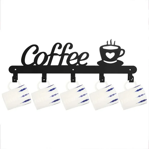 CIFbuy™ Wall Mounted Metal Coffee Cup Rack with Multi-Hooks Kitchen Living Room Organizer (TikTok, temu pick-up service) view 2