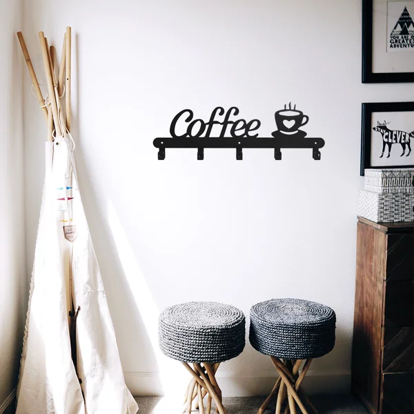 CIFbuy™ Wall Mounted Metal Coffee Cup Rack with Multi-Hooks Kitchen Living Room Organizer (TikTok, temu pick-up service) view 4